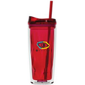 16 Oz. Red Geo Tumbler Cup With Straw